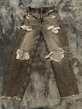 American Eagle Outfitters Distressed Black-Gray Jeans